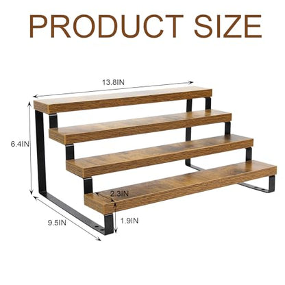 BYCY Wooden Display Risers, 4-Tier Display Stand for Home Decor and Organize, Tiered Countertop Display Shelf for Figures , Makeup,Cupcake , Condiment and Dolls Collection (4 Tier-2.2in)