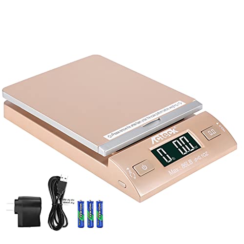 Acteck 86LBx0.1OZ Gold Digital Shipping and Postal Scale with Batteries, USB Cable and AC Plug - size: 86LB Gold