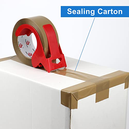 BOMEI PACK Brown Packing Tape No Noise, 2 Pack Quiet Packaging Tape Refill with Dispenser, 1.88 inch x 110 Yards, Heavy Duty Shipping Tape for Sealing Packing, Moving, Office&Storage