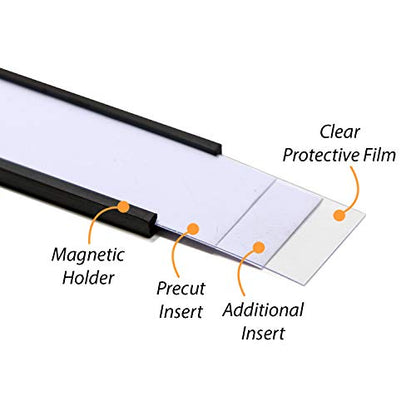 SmartSign Magnetic 'C' Channel Label Holders for Metal Racks and Shelves | 0.75" x 3" Pack of 25 - size: 0.75" x 3"