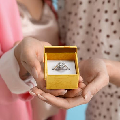 Huquary 160 Pcs Ring Gift Box Bulk with Ribbon Bow Cardboard Jewelry Gift Box for Proposal Wedding Birthday Earring Display(Golden Yellow) - color: Golden Yellow