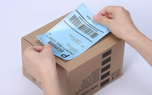 Label KINGDOM 4"x 6" Fanfold Blue Thermal Label Printer Paper, 500 Stickers - color: Black on Blue-500pcs