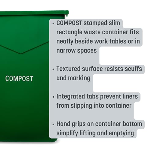 Carlisle FoodService Products 342023CMP09-E TrimLine Plastic Compost Container, 23 Gallon Capacity, 1 Pack, Green - color: Green, style: 1 Pack