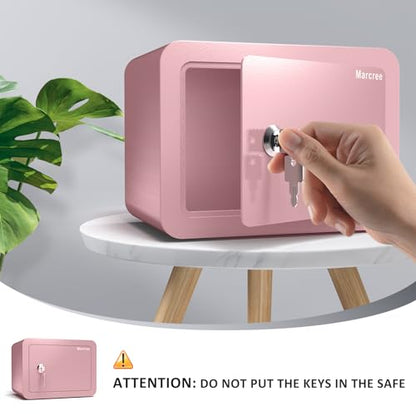 Marcree 0.23 Cubic Small Safe Box for Home, Mini Safes for Kids, Pink Safe - color: 0.23 cuft-PINK