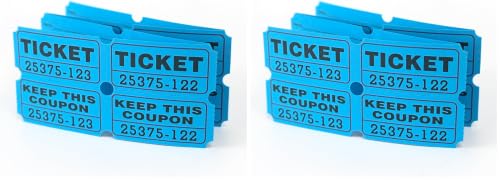 DGBDPACK 200 Raffle Tickets, 50/50 Double Ticket, Bold Numbers for Easy Reading, Ticket for Events,Class Reward & Prizes -Blue (Pack of 2) - size: 200-Blue (Pack of 2)