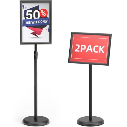 GUOHONG 2Pack Sign Stand 8.5x11 Inch, Adjustable Floor Standing Sign Holder