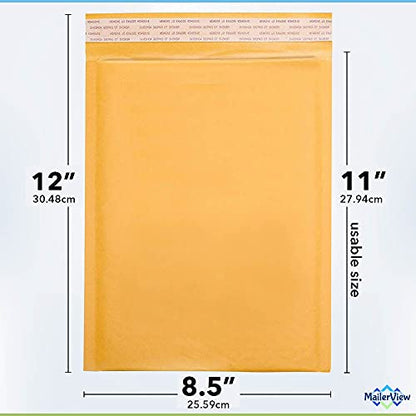 Kraft Bubble Mailers 8.5x12, Self Seal Padded Envelopes #2, 100 Pack Bulk - size: 8.5"x12" / 100 Pack