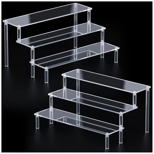 2 Packs Acrylic Display Stand Riser,3 Tier Perfume Organizer Cupcake Stand - color: Clear, size: 11.6x3.1 inch