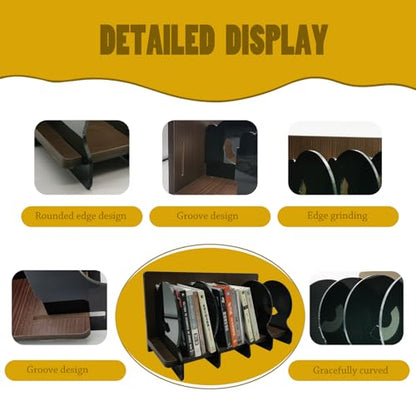 Wooden Cd Storage Box CD Holder Rack, DVD Display Stand Cd Storage Organizer Movie Cases Music Cassette Tapes Shelf Stand Record Crates Video Games Countertop Storage Brown