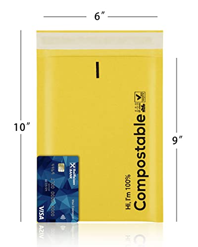 KTOB 6x10 100% Biodegradable Bubble Mailers - color: Yellow, size: 6x10'' 25PCS