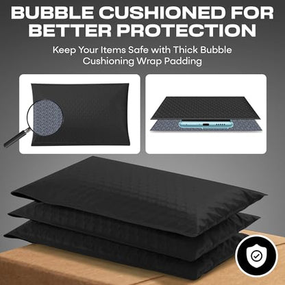 Jet Black Bubble Mailers 4x8, Poly Padded Envelopes #000, 500 Pack - color: Jet Black, size: 4"x8" / 500 Pack