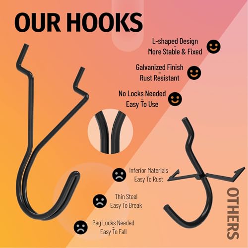 HUHOLE 40 Pack 1 Inch Black Pegboard J Hooks - style: 1" J-Hook 40PC Black