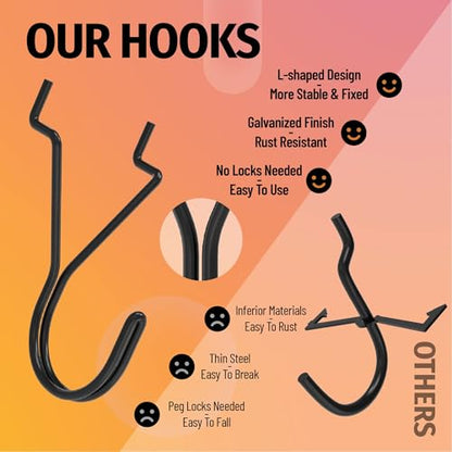 HUHOLE 40 Pack 1 Inch Black Pegboard J Hooks - style: 1" J-Hook 40PC Black