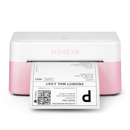 MUNBYN Bluetooth Thermal Label Printer, Wireless 4x6 Shipping Label Printer - color: Pink