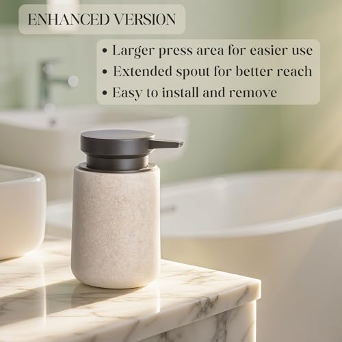 Clasin Home Liquid Soap Dispenser with Easy-to-Press Pump, 10 oz Refillable Hand Soap Dispenser with Extended Spout for Bathroom Kitchen Dish Lotion, Modern Stone Texture (Beige) - color: Beige