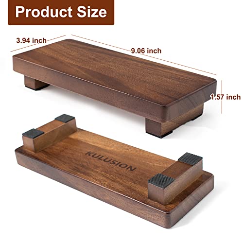 Walnut Wood Pedestal Stand, Wood Riser for Kitchen Counter Farmhouse Decor, Rectangle Wooden Display Tray for Bathroom Home Kitchen (Small, 9 x 3.9 x1.57Inch) - size: Small & 9*3.9*1.57‘’