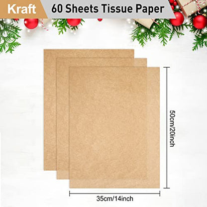 NEBURORA 60 Sheets Kraft Tissue Paper Set Brown Gift Wrap Paper(Kraft) - color: Kraft