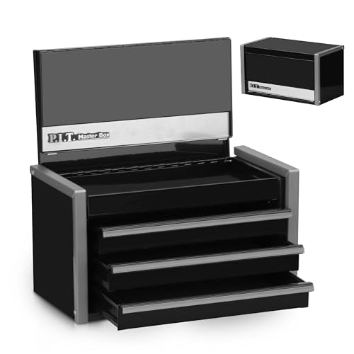 P.I.T. Mini Tool Box,3 Drawers Small Metal Toolbox for Tools Storage,Black - color: Black, size: 3-Drawer