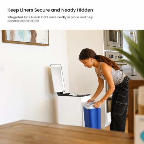 Home Zone Living 13 Gallon Kitchen Trash Can with Dual Compartments - color: Matte White
