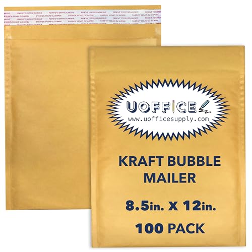 Kraft bubble mailers, Mailing envelopes 100-pack #2-8.5" x 12", Padded shipping,Golden kraft bubble mailer, Self sealing paper - size: #2 - 8.5" x 12"