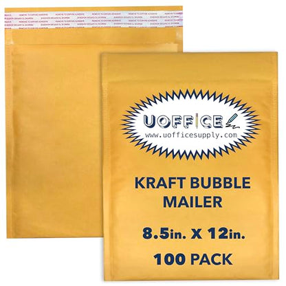 Kraft bubble mailers, Mailing envelopes 100-pack #2-8.5" x 12", Padded shipping,Golden kraft bubble mailer, Self sealing paper - size: #2 - 8.5" x 12"