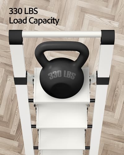 Taranta 4 Step Ladder,Lightweight Aluminum Step Stool Foldable -White - color: White, size: 4 Step