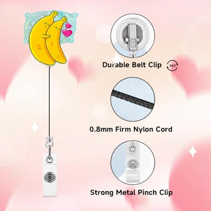 RIICFDD Funny Valentines Badge Reel Cute Hug Banana Badge Holder 1 Pcs - color: Cute Styl 40