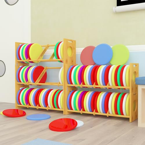 MinBoo Disc Golf Rack Stackable | Bamboo Disc Golf Shelf for Sports Disc Storage | Disc Golf Organizer with 40+ Disc Capacity | Essential Disc Golf Accessories | Discs Not Included