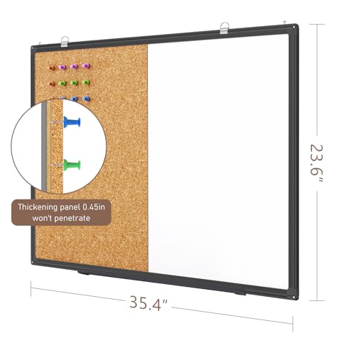 Maxtek Black Whiteboard and Cork Board Combo 24 x 18 in, Wall Mounted - size: 18" x 24"
