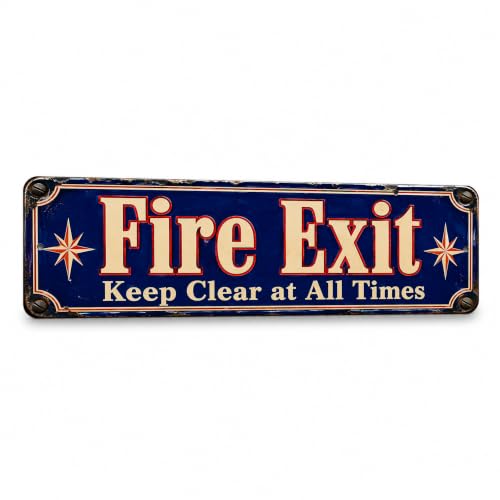 Fire Exit Vintage Enamel Business Sign - style: Fire Exit