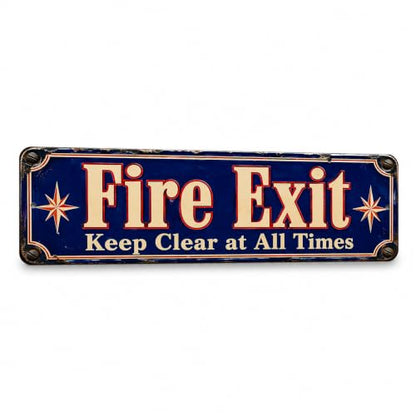 Fire Exit Vintage Enamel Business Sign - style: Fire Exit