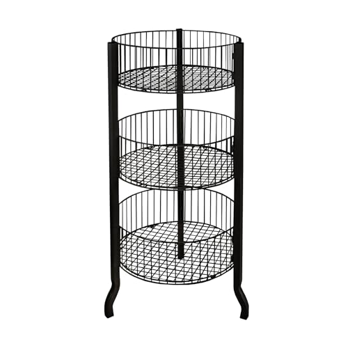 Azar Displays 300703 3 Tiered Round Wire Dump Bins (Black)