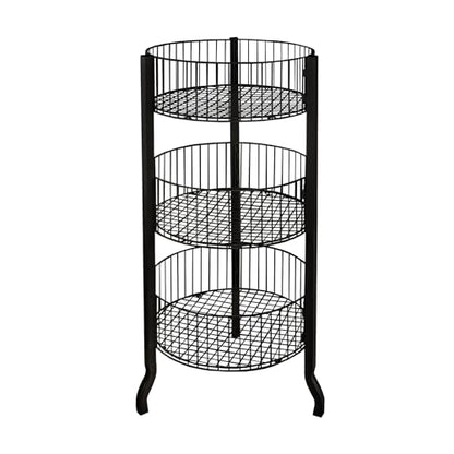 Azar Displays 300703 3 Tiered Round Wire Dump Bins (Black)