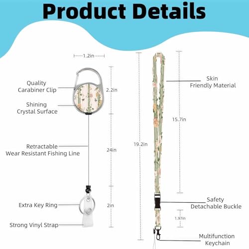 Vertical ID Badge Holder with Detachable Lanyard - Art Flower - color: Art Flower