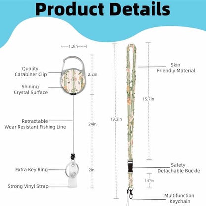 Vertical ID Badge Holder with Detachable Lanyard - Art Flower - color: Art Flower