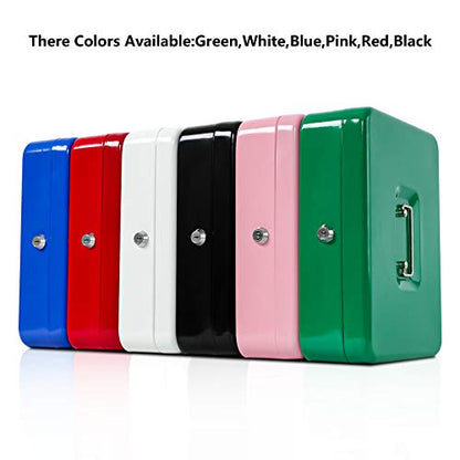 KYODOLED Locking Cash Box with Lock,Money Box with Cash Tray,Lock Safe Box with Key,Money Saving Organizer,11.81Lx 9.45Wx 3.54H Inches,Green XL Large - color: Green