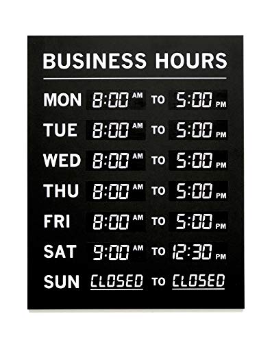 Kubik Letters Business Hours Sign With Vinyl for Numbers - Open Closed Sign for Stores and Restaurants - Glass Door Operation Hours