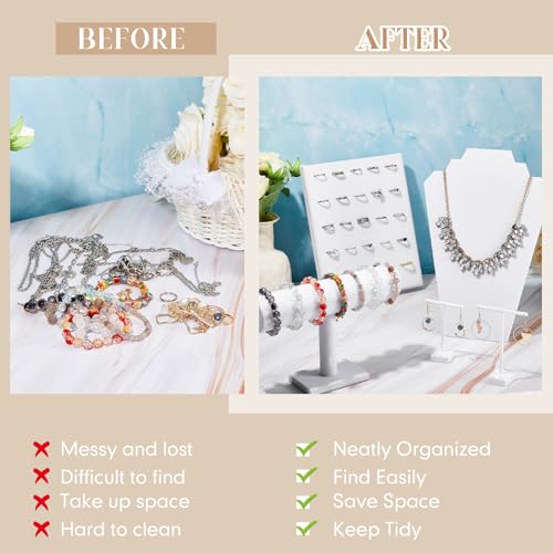 Henoyso 22 Pcs VelvetJewelry Display for Vendors Necklace Bust Holder - color: White