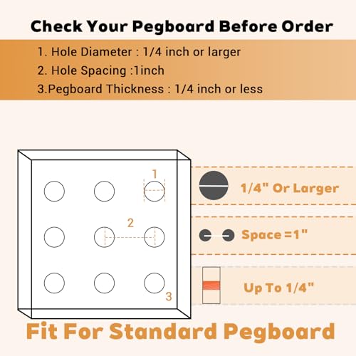 10-Pack Pegboard Shelf Hooks, 8" Black Metal Pegboard Shelf Brackets, Heavy Duty Peg Board Shelving Organizer Accessories for Garage Workshop Storage System