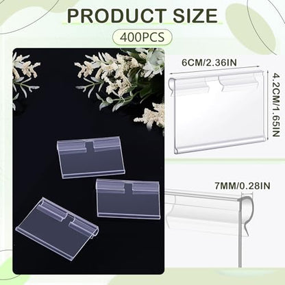 Tatuo 400 Plastic Label Holders for Wire Shelf, Reusable Clip, Clear - color: Clear