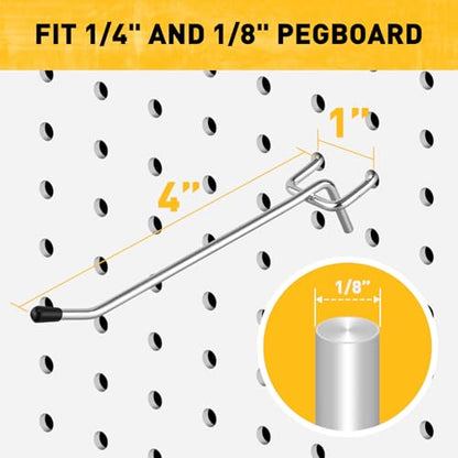 ELEAD 105-Piece 4 Inch Pegboard Hooks, Heavy Duty Peg Board Organizer Accessories, Peg Board Tool Hangers Fit for 1/4" and 1/8" Pegboard Hanging Tools Garage, Workshop, and Craft Storage - style: 105-Piece 4 Inch