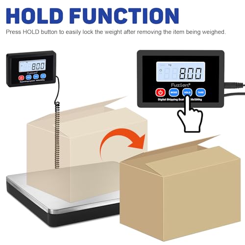 Fuzion Shipping Scale 440lb x 10g, Precision Postal Scale with Hold/Tare