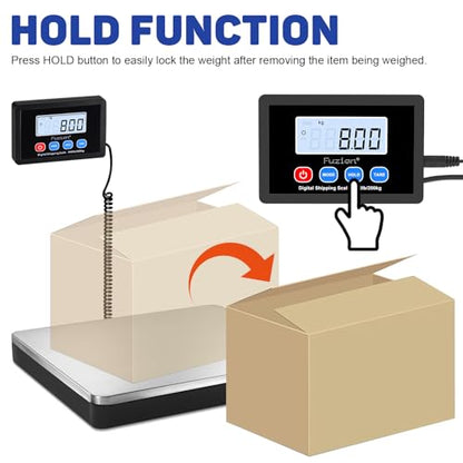 Fuzion Shipping Scale 440lb x 10g, Precision Postal Scale with Hold/Tare