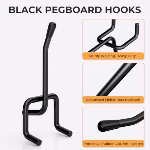 INCLY 50 Pack Black Pegboard Hooks, 2 Inch Peg Board Hooks Accessories - color: Black, size: 2 Inch