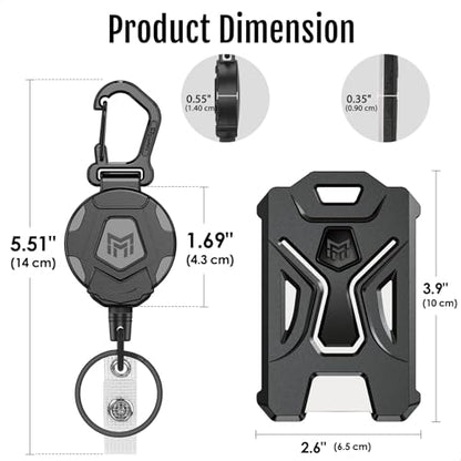 MNGARISTA 2-Pack Retractable Badge Holder, Heavy Duty Carabiner Keychain, Tactical ID Card Holder with 31.5" Retractable Badge Reel, Black - style: PC - 2