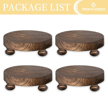 Romadedi Brown Wood Riser, Pillar Candle Holder, 4.7 in, 4 Packs - color: Brown, size: 4 PCS