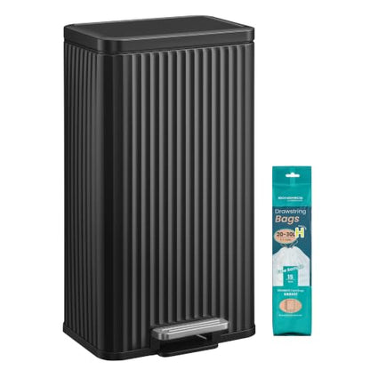 SONGMICS Trash Can, 8 Gallon (30 L), Stainless Steel, with Lid, Pedal - color: Ink Black, size: 8 Gallon
