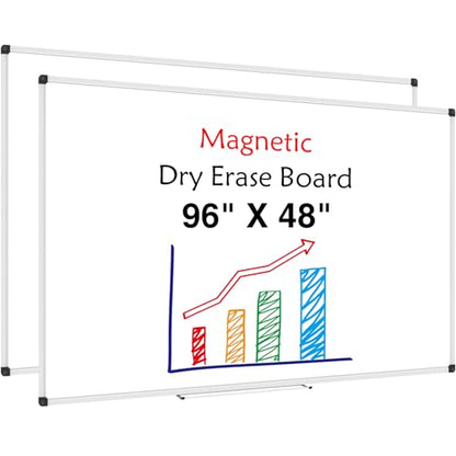XBoard Magnetic Dry Erase Board 96 x 48 Inches, 8' x 4' Aluminum Framed Whiteboard, Presentation White Board for Office, School, Homeschool (Pack of 2) - size: 96" x 48" Pack of 2