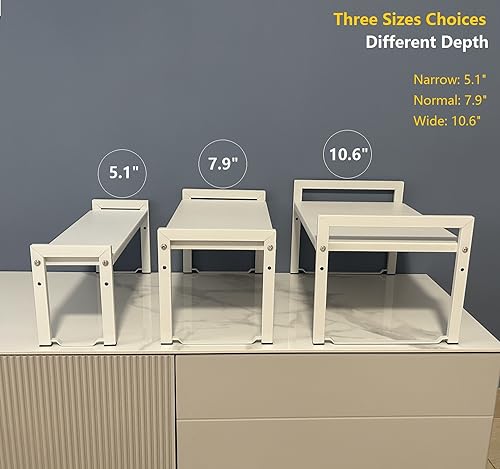 Expandable Cabinet Shelf 7.9"D Adjustable Countertop Riser Metal Rack White - color: White, size: 7.9"D (normal) - 1 Pack