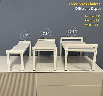 Expandable Cabinet Shelf 7.9"D Adjustable Countertop Riser Metal Rack White - color: White, size: 7.9"D (normal) - 1 Pack